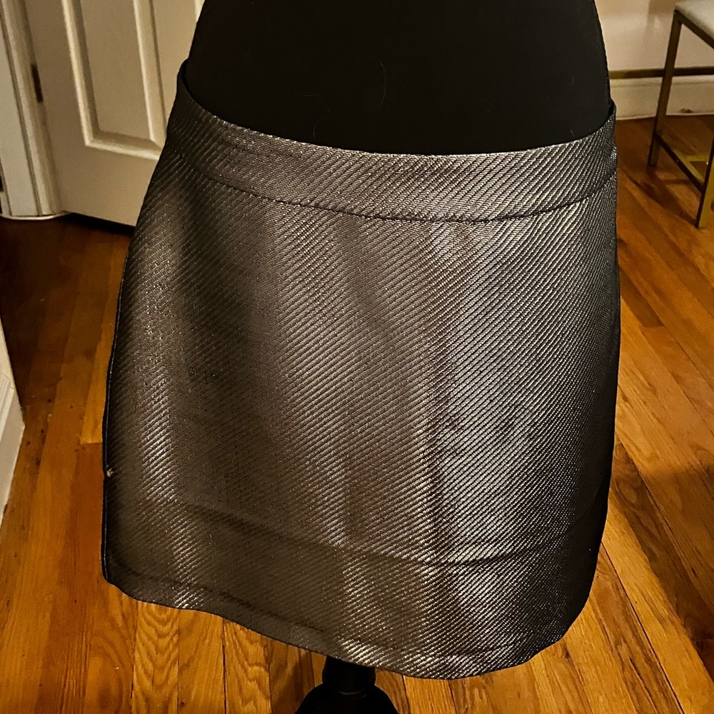 Metallic Silver mini skirt.